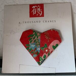 Vintage Red Origami Heart Brooch Pin Love Valentine’s Day Japan Asian senbazuru